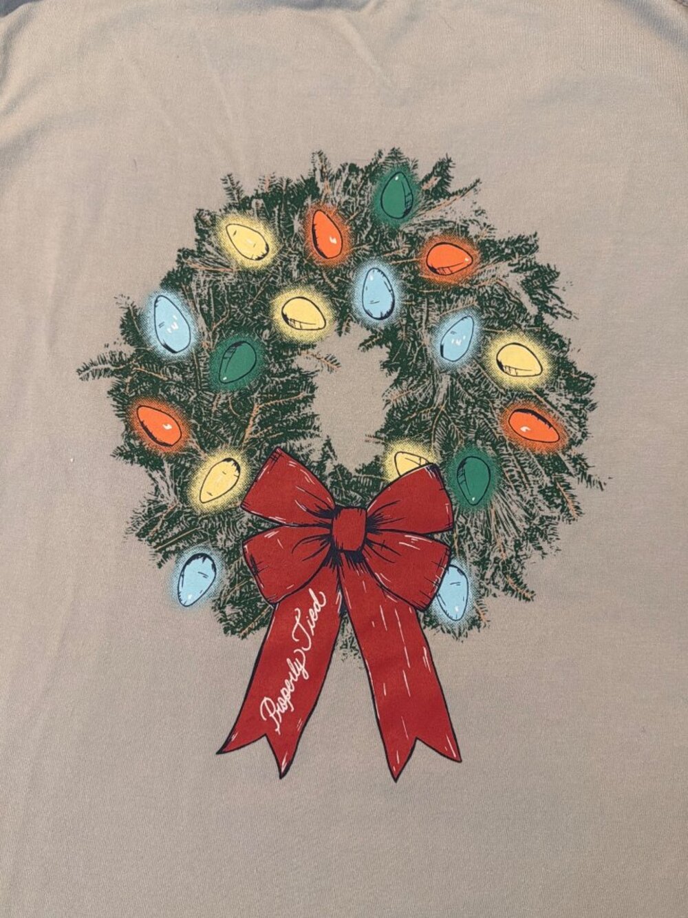 Properly Tied Youth Long Sleeve T Shirt Christmas Wreath Lights Sz L 14/16 NWOT